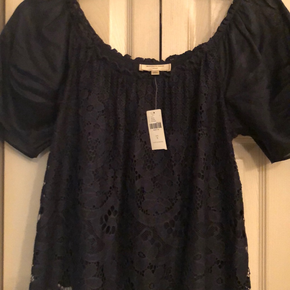 Moulinette Soeurs blouse navy blue lace